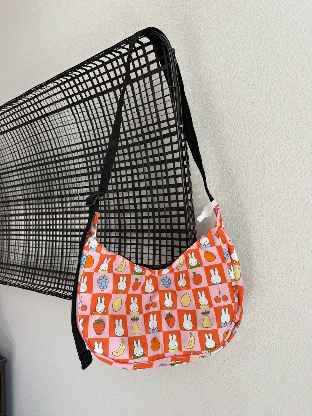 Baggu X Miffy medium crescent bag checkered fruit print